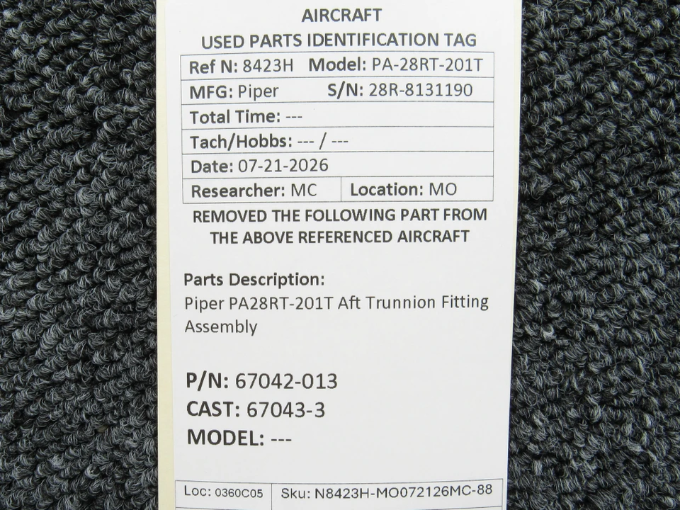 67042-013 (Cast: 67043-3) Piper PA28RT-201T Aft Trunnion Fitting Assembly - Image 7